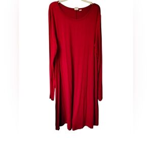 GAP Women's Vibrant Red Knee Length Autumn Long Sleeve Casual Dress, Size M